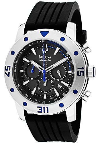 u[o Bulova Men's Y jp 98B165 Marine Star Black/Grey Polyurethane Watch v rv [sAi]