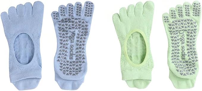 TUKRPQMRI 5 Pares de nuevos Calcetines de Yoga con Dedos de algodón Degradado Calcetines Profesionales Antideslizantes de Cinco Dedos for Mujer Calcetines de Fitness Pilates/5