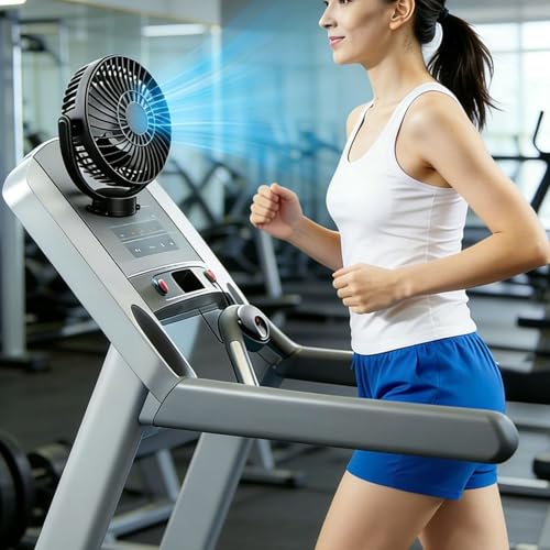 Ventilador portátil recargable con temporizador y luz LED blanca ajustable 6