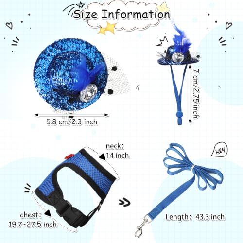 Image of Zhanmai 9 Pcs Chicken Harness and Leash for Hens Funny Chicken Accessories with Leash and Hats for Hens Duck Goose Parrot Small Pet Harness Adjustable Training Walking Supplies (L)