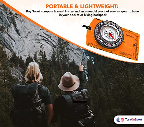 Orienteering Compass Hiking Backpacking Compass | Advanced Scout Compass Camping Navigation - Boy Scout Compass For Kids | Professional Field Compass For Map Reading - Best Turnonsport Survival Gifts #TOP4