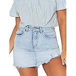 Women’s High Waisted Fringed Slim Fit Elastic Bodycon Mini Denim Skirt www.denim.fit