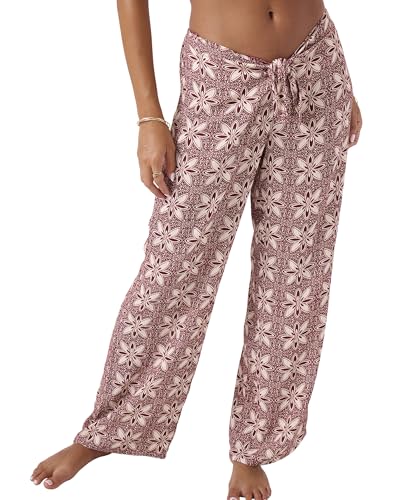 Roxy Women's Beach Pants – Elastic Drawstring Waist, Relaxed Wide-Leg Summer Pants, Port, Large