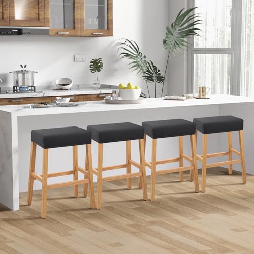 Image of YISUN Stool Covers Rectangle - 4 Pack Stretch Waterproof Saddle Seat Cover Counter Bar Stools Bar Chairs Covers Kitchen Island Chairs Cushion Protector