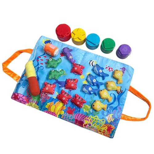 Image of Montessori Fishing Toy Set for Toddlers, with Fishing Rod, Sea Animals,Stackable Buckets Counting,Storage Mat, Educational Fun Baby Birthday Gifts for 1 Year Old Boy Girl