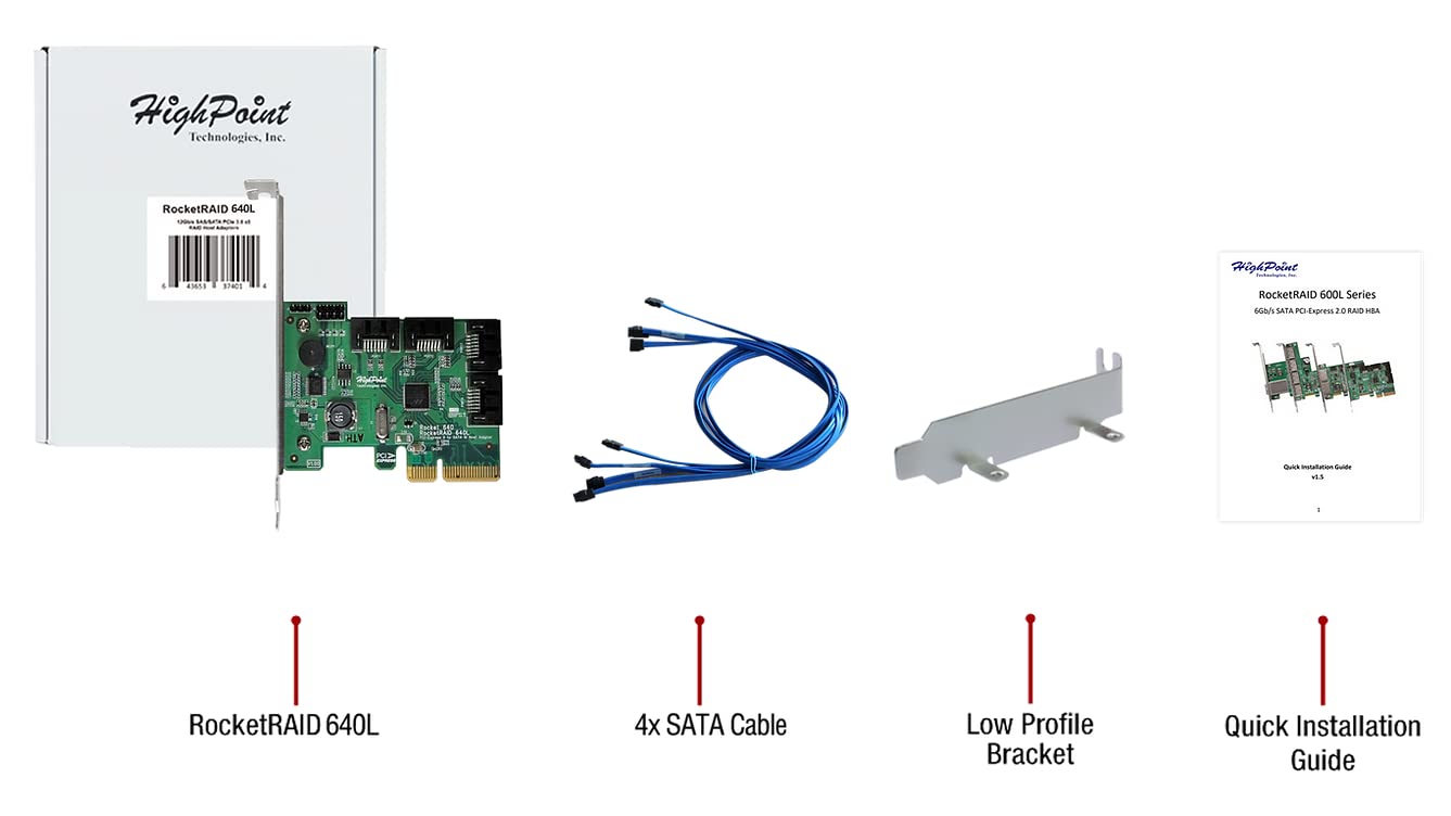 新品未使用 RocketRAID 640L 4ポート SATA RAIDアダプタ RocketRAID 640L 4-Channel 6Gb/s SATA PCIe 2.0 RAID