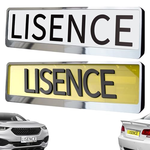 PZCC 2 Pcs Metal License Plate Frames for Cars,Stainless Steel Number Plate Holders Suitable for Most UK/European Cars,Registration Plate Frames for the Front and Rear of the Car,Silver
