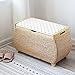 Tejido Mimbre Taburete Para Almacenaje Baúl Puff Otomano,Rústico Almacenamiento Organizador Caja Multifunción Almacenamiento Mueble,Seagrass Sonajero Almacenamiento Otomano Banco-Khaki-b 70x30x40cm(28