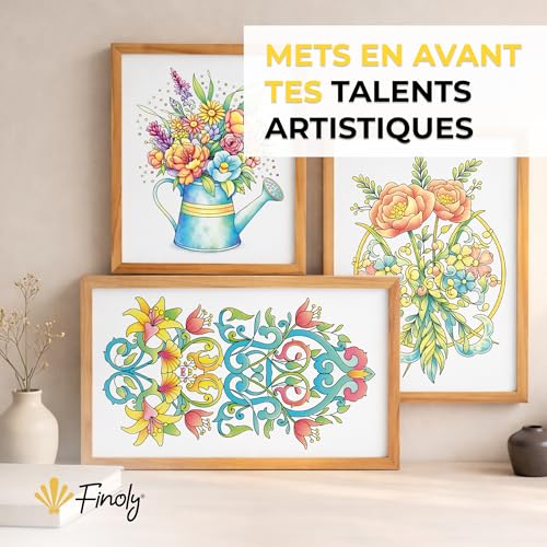 Finoly Livre Coloriage Adulte Fleurs A4 Réduit le Stress | Mandalas a Colorier Adulte Débutants et Confirmés | Coloriage Mandala Adulte Mindfulness Anti Stress Encre qui ne Transperce Pas (Jour) – vue 3