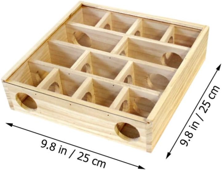 Toddmomy Wooden Maze Toy for Hamsters Multi-Grid Chinchilla Maze Chewing Accessories Interactive PET Supply for Small Animals