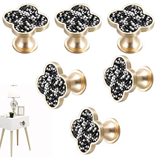 CPELLESSE 6 Pcs Clover Knobs Zinc Alloy Knob Cabinet Drawer Knob Cupboard Knobs for Home Office Bathroom Cabinet Handles Multi-Purpose Pulls Hanging Towels, Hat(Black)