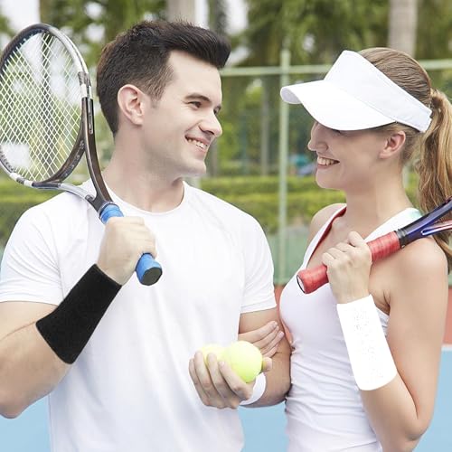 Image of 6 Inch Wrist Sweatbands Tennis Wrist Bands Absorbent Sweat Band for Men and Women Sport Long Wrist Bands, Breathable Cotton Athletic Sweatbands for Basketball, Workout, Running (4 Pack)