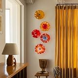 5 Set Glass Wall Plates, Modern Unique Glass Wall Art, 12 Inch Murano Blown Glass Wall Art with Transparent and Easy to Clean for Staircase, Living Room, Kitchen, Hallway (5)