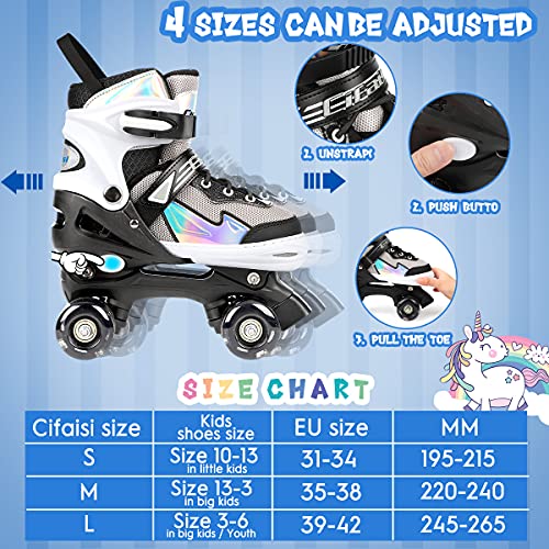 Foto von AILUKI Rollschuhe für Kinder Roller Skates für Anfänger größenverstellbare (Größe 31-42), Bequem und atmungsaktiv Quad Skates für Mädchen, Jungen, Jugendliche M