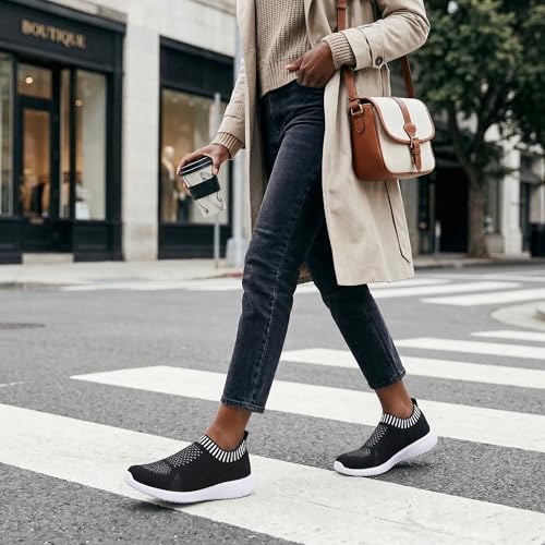 Image of konhill Womens Walking Shoes Slip On Sneakers Breathable Mesh Lightweight Casual Footwear for Daily Commute
