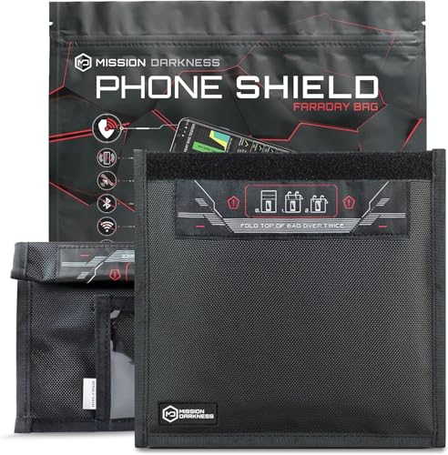 Mission Darkness Non-Window Faraday Bag for Phones (2-Pack) // Signal Blocking Bag Prevents Hacking Tracking Spying, Device Shielding for Law Enforcement Military Digital Forensics, EMP CME Protection