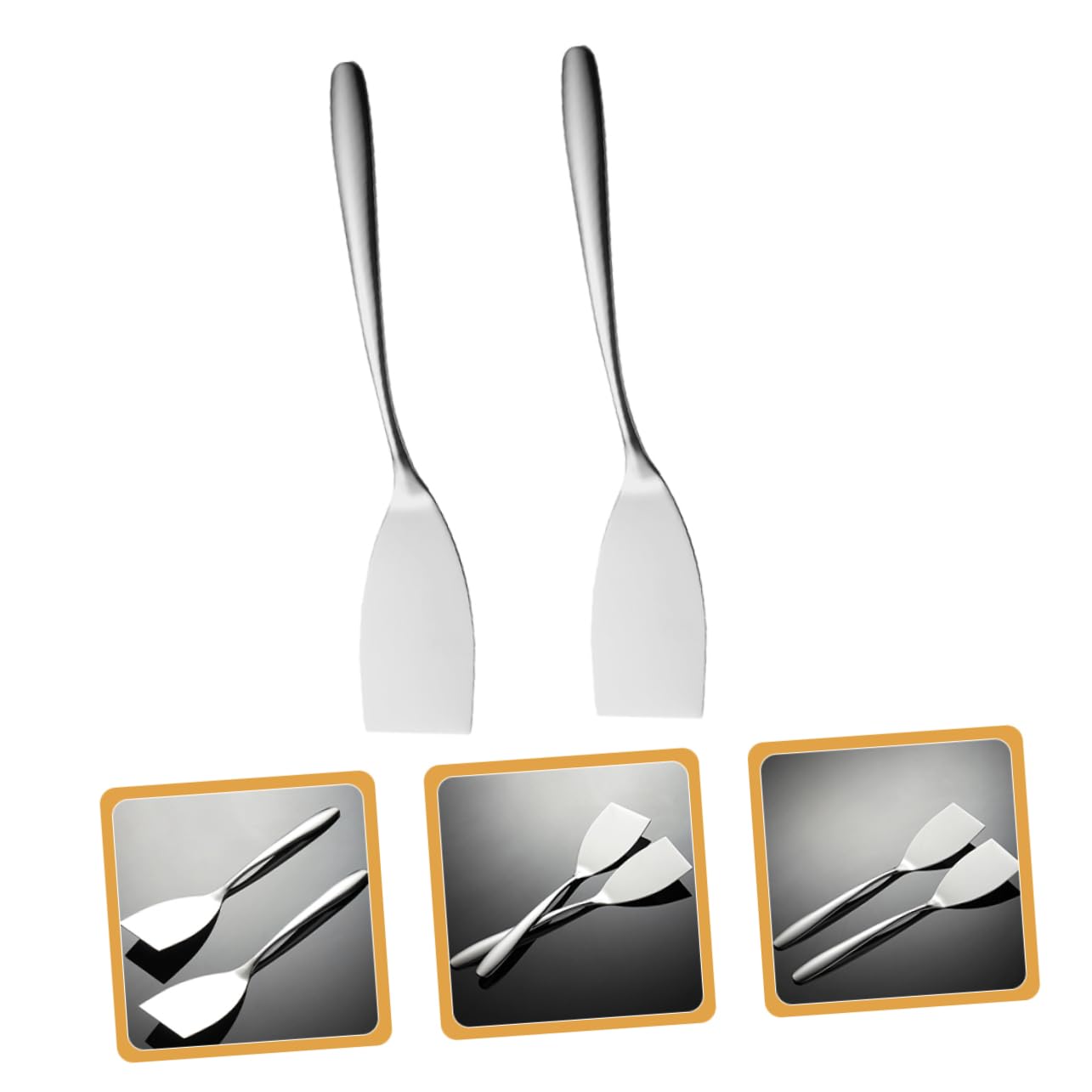 TOYANDONA Espátula De Acero Inoxidable Para Freír Espátulas Para Cocinar Carne Espátulas Pequeñas Para Carne De Cocina Para Voltear Barbacoa 2 piezas x 4