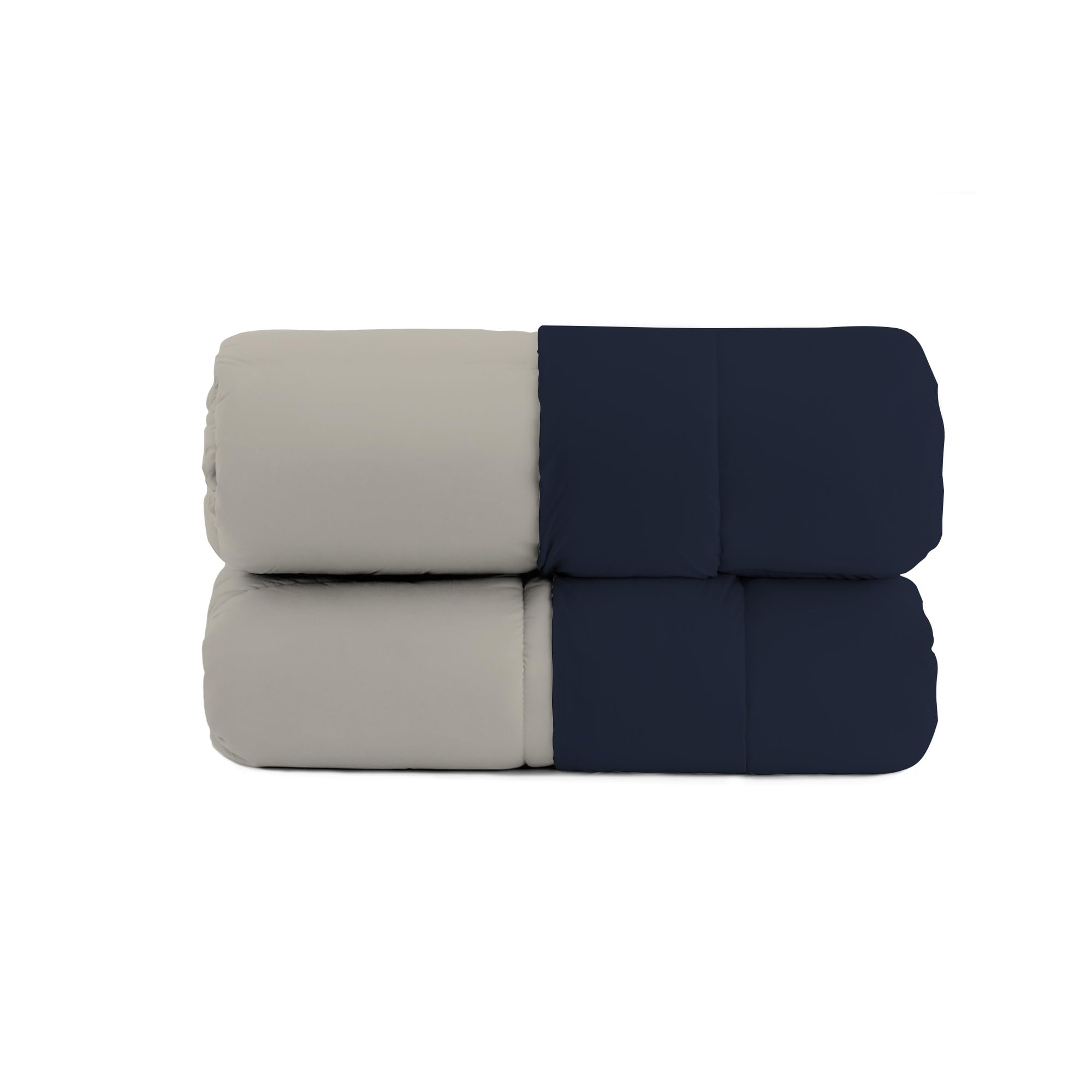 Italian Bed Linen Couette Hiver Atlanta, Bleu foncé/Gris Clair, 2 Places