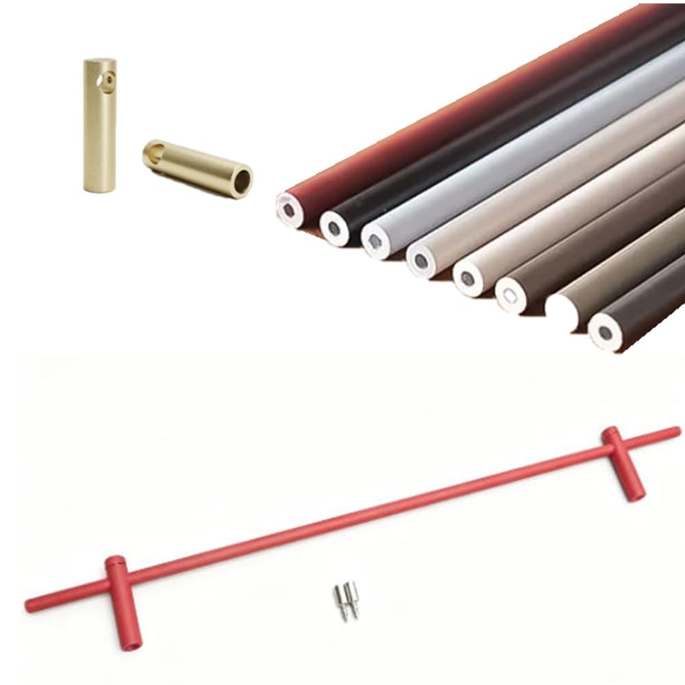 SVBVRFEEW Metal Shelf Guard Rail Decorative 8 16 24 32 40 48 In Shelf Tipping Guardrail Bar Aluminum Round Tube Wood Shelves Fence Gallery Rail For Shelves(Red,110cm/43.3in)