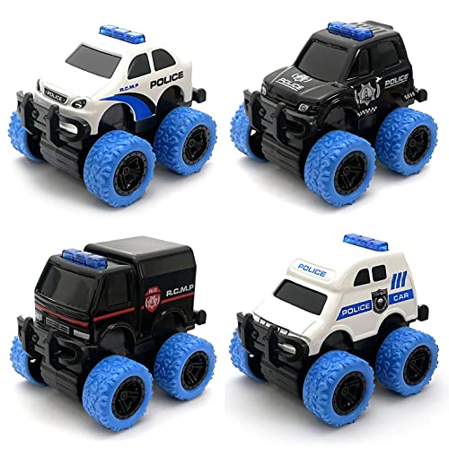 Seeswell Pull Back Die-Cast Alloy City Police Car Vehicles Playset, Monster Truck,Friction Powered Toy Cars,4 Pack,Toys For 3+ Years Old Kids,Christmas/Birthday Gift For Boys & Girls,Party Favors… #TOP9
