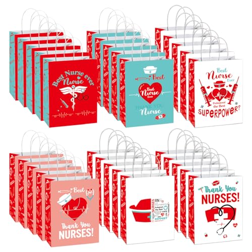 Colodeol 30Pcs Nurses Week Gift Bags，Nurse Gift Bag Thank You Nurses Bags For Nurse Week Graduation Party Supplies Nurse Appreciation Gifts Decorations