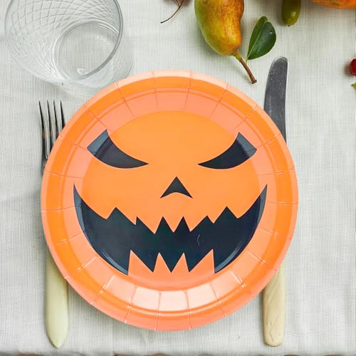 50 platos de papel de calabaza para fiesta de Halloween miniatura 5