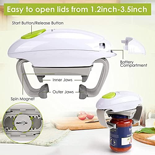 Chulovs Electric Jar Opener, Kitchen Gadget Strong Tough Automatic Jar Opener for New Sealed Jars,The Hands Free Jar Opener with Less Effort to Open (White)