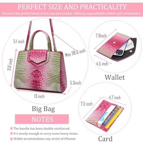 Image of Makcr Joacbv Women Embossed Pattern Satchel Handbags Wallet 3 pcs Set Crossbody Tote Top Handle Vegan Leather Ladies Bag | Embossed Pattern