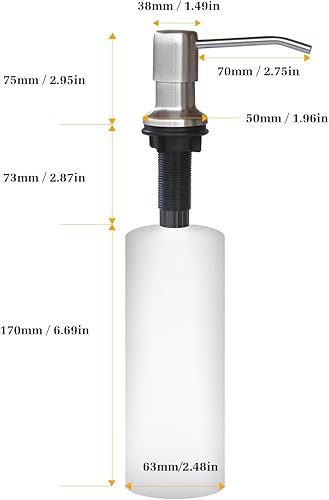 Miniatura 6 de Dispensador de jabón para fregadero de cocina, dispensador de jabón integrado con botella de 17 onzas, repuesto del dispensador de jabón para