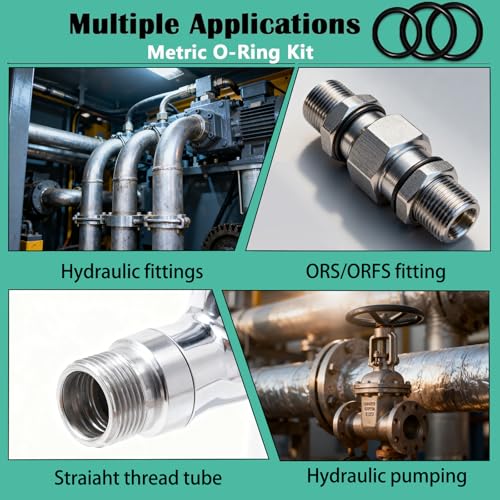 Image of XBVV 420 Pcs Hydraulic O-Ring Kit for ORS /ORFS Flat Face Fittings 9 Size Buna-N 70A O-Ring Seal Kit with Pick for Hydraulic Fittings,SAE J1453 Fittings,Hydraulic Pumping,Size 1 /4″-2″