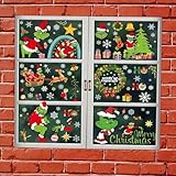 217 piezas 8 Hojas Pegatinas Navidad Para Ventanas, Pegatinas navideñas de Grinch, Dibujos Animados para decoración de Ventanas de Doble Cara para el hogar, Suministros navideños, decoración Invierno