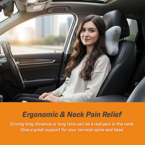 Image of Car Neck Rest Pillow | Ultrasoft Pillow for Comfortable Car Rides |Headrest Pillow Pack of 2 | Memory Foam| Best for Long & Short Travel |Memory Foam Car Seat Head Rest Pillow for Neck Grey