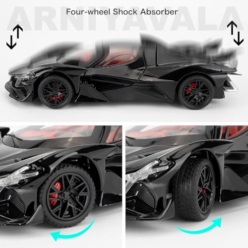 Image of 1 /24 Apollo EVO Alloy Car Model Pull Back Function with Realistic Sound & Bright LED Lights Perfect Toy Car for Kids & Collectors (Black)