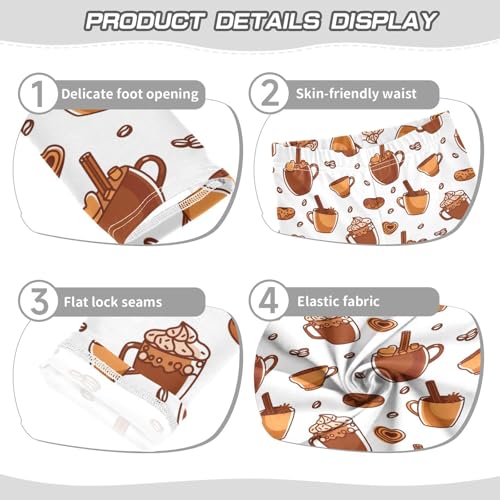 Coffee with Whipped Cream Girls Leggings,Workout Leggings for Girls Toddler Athletic Leggings Size for 3-10T3