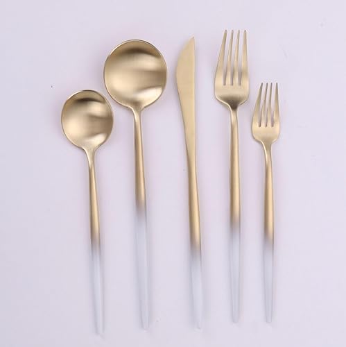 Vikko Decor Modern - Juego de cubiertos de acero inoxidable 1810, cubiertos mate de dos tonos para comedor de lujo, juego de 20 piezas, servicio