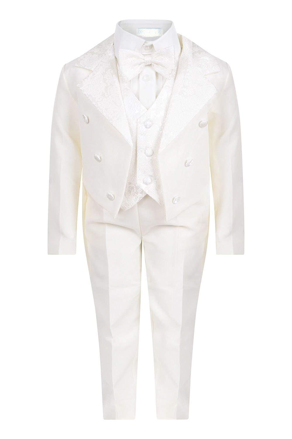 Samli Collection London Boys Tuxedo Cream 5 Peice Suit Wedding Formal Smart Suit with Bow Tie 3M up to 5 Years (3 Months)