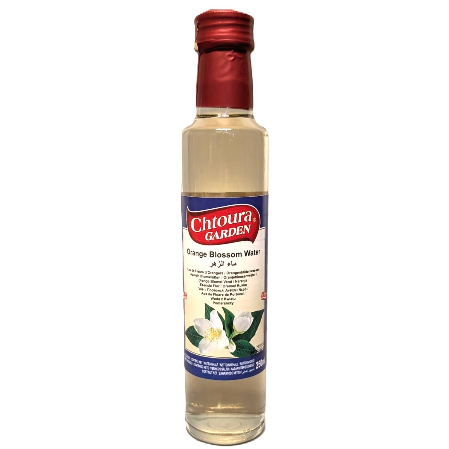 Orientalisches Orangenblütenwasser 250ml Glasflasche- ideal zum Backen und Kochen - Blütenwasser zur Aromatisierung von Süßspeisen, Backwaren und Getränken + Ben’s Garden Notizblock Set