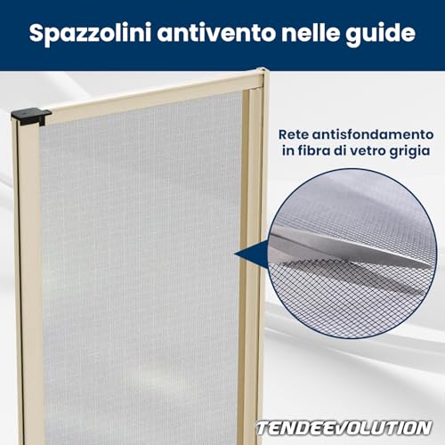 Tendeevolution - Zanzariera Porta Finestra Apertura Laterale Scorrevole In Alluminio Misure E Colori Personalizzabili. Zanzariera Rullo Porta Finestra Balcone Esterno - 6