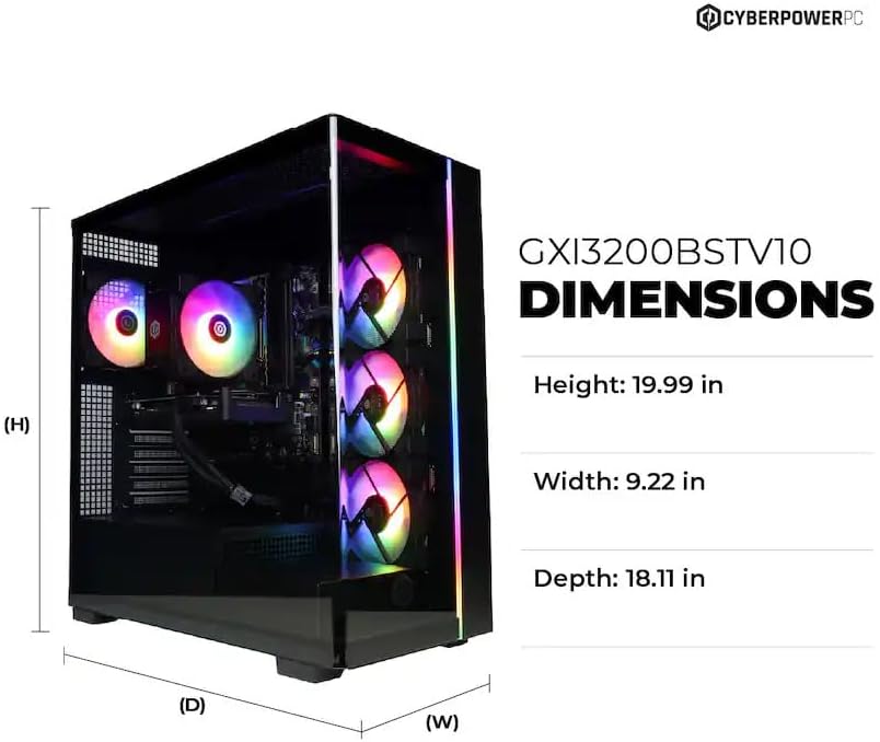CyberpowerPC Gamer Xtreme GXi3200BSTV10 dimensions diagram