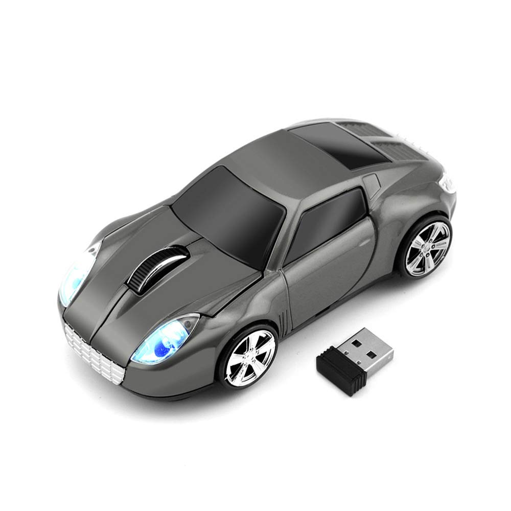 AikchiWireless Car Mouse, 3D Optical Mouse for Desktop Laptop PC Computer Mice, 2.4GHz 1000DPI Mouse for TSL (Gray)