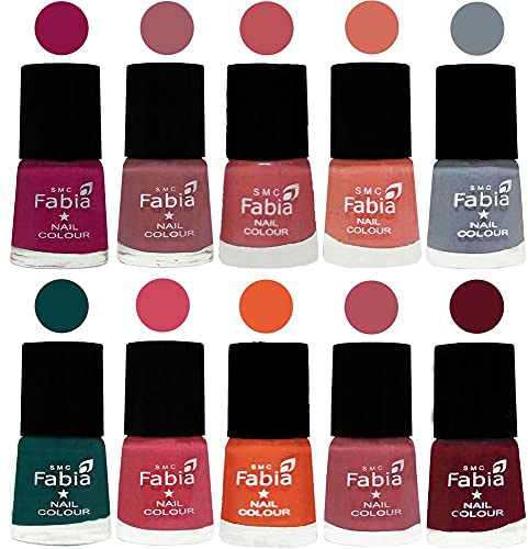 Image of ALL IN ONE (PACK OF 10), Long Lasting Glossy Nail Polish, 6 ml Each, All Vibrant Colours,01959