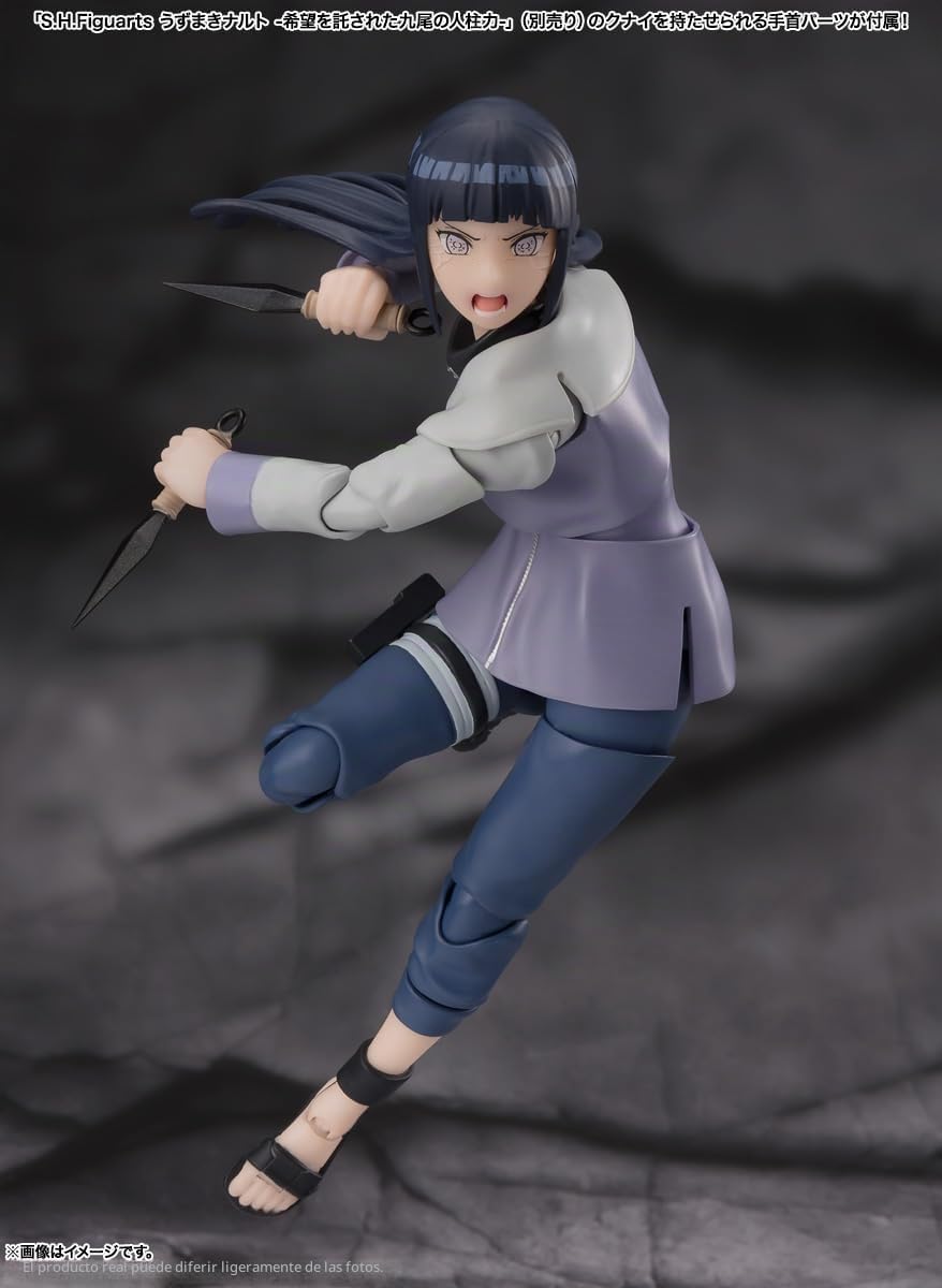 TAMASHII Nations S.H. Figuarts Naruto Shippuden Hyuga Hinata Noble White Sokai - Aprox. Figura de acción prepintada de PVC y ABS de 5.3 Pulgadas