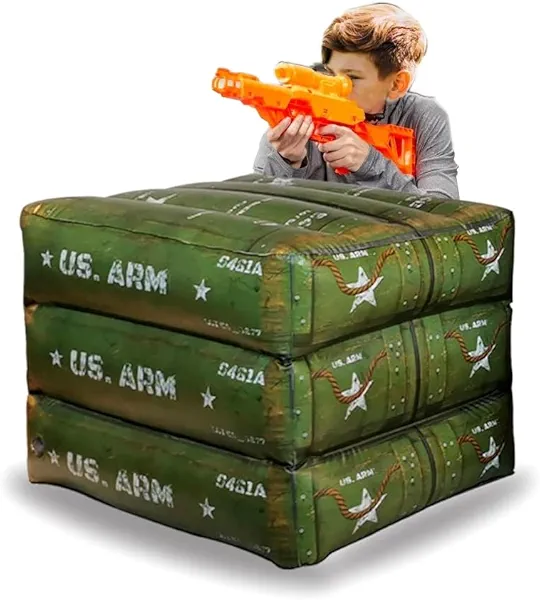 NINOSTAR Army Boxes Combat Battlefield Inflatables, Compatible with Laser tag, Water Gun, Dart Gun, Perfect for Boys and Girls Birthday Activities. by Ninostar