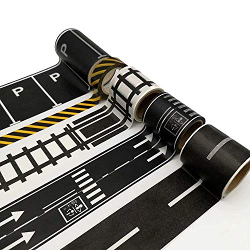 Play Road Tape For Toy Cars & Trains Black Tape 3 Rolls Road Tape 197 Inch By 1.9 Inch, Packing Traffic Signs Tape Stick To Floors And Walls, Quick Cleanup, For Kids Gift #TOP5