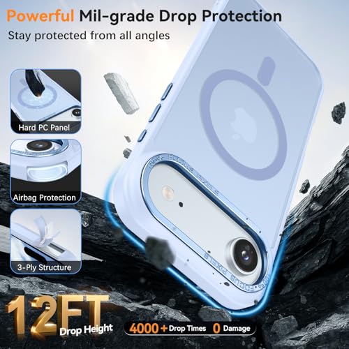Image of YINLAI for iPhone Air Case 6.5-inch,Magnetic Compatible with MagSafe, Slim Matte Anti-Fingerprint, Shockproof Full Body Military Grade Protection for iPhone Air Cover, Light Blue