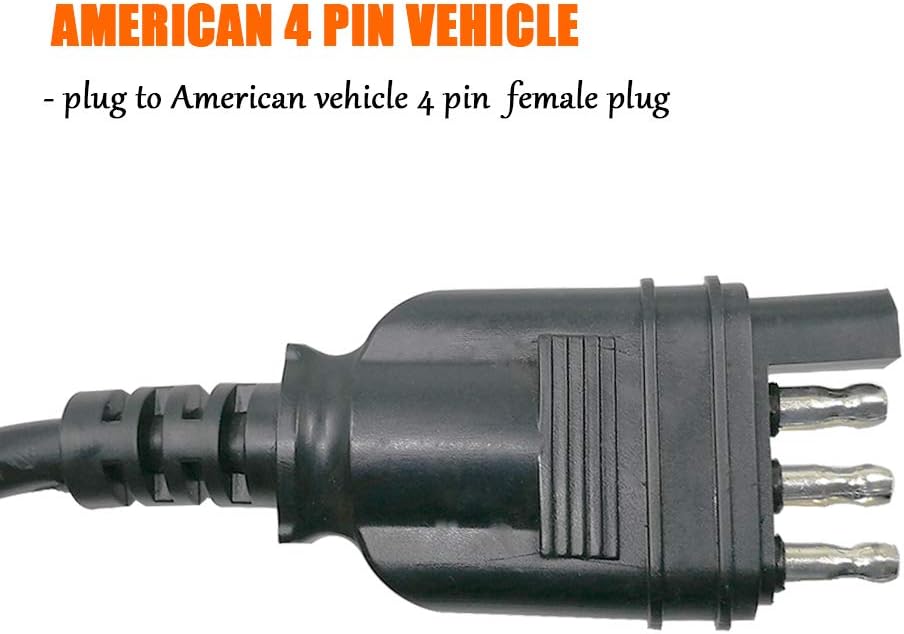 US Vehicle 4-Way Flat Adapter to European 13-Pin Round Plug Trailer Light Converter - Plug and Play Design
