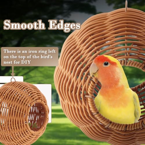 Image of VTurboWay Rattan Bird Nest Chew Resistant Nest House Parrot Egg Laying and Breeding Nest for Bird Parrot Cockatiel Budgie Parakeet Finch Canary (Double Entrance)