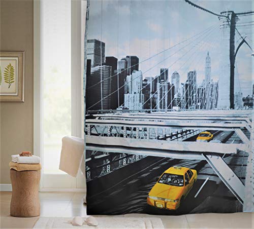 VÄLSON Duschvorhang 180x200 cm New York City incl. Ringe mit verstärkte Lochleiste und Gewichtsaum Cover