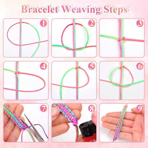 image for Anezus Rainbow Color Nylon Cord, Nylon Craft String, Silky Satin Ratta