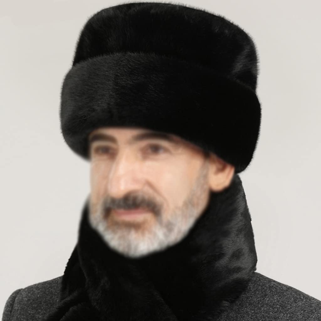 Sombrero de Invierno trampero para Hombres, Caja de Regalo con Bufanda, Soldado Impermeable Sombrero Unisex cálido Ruso Faux Piel Sombrero Gorra, Regalo para Anciano
